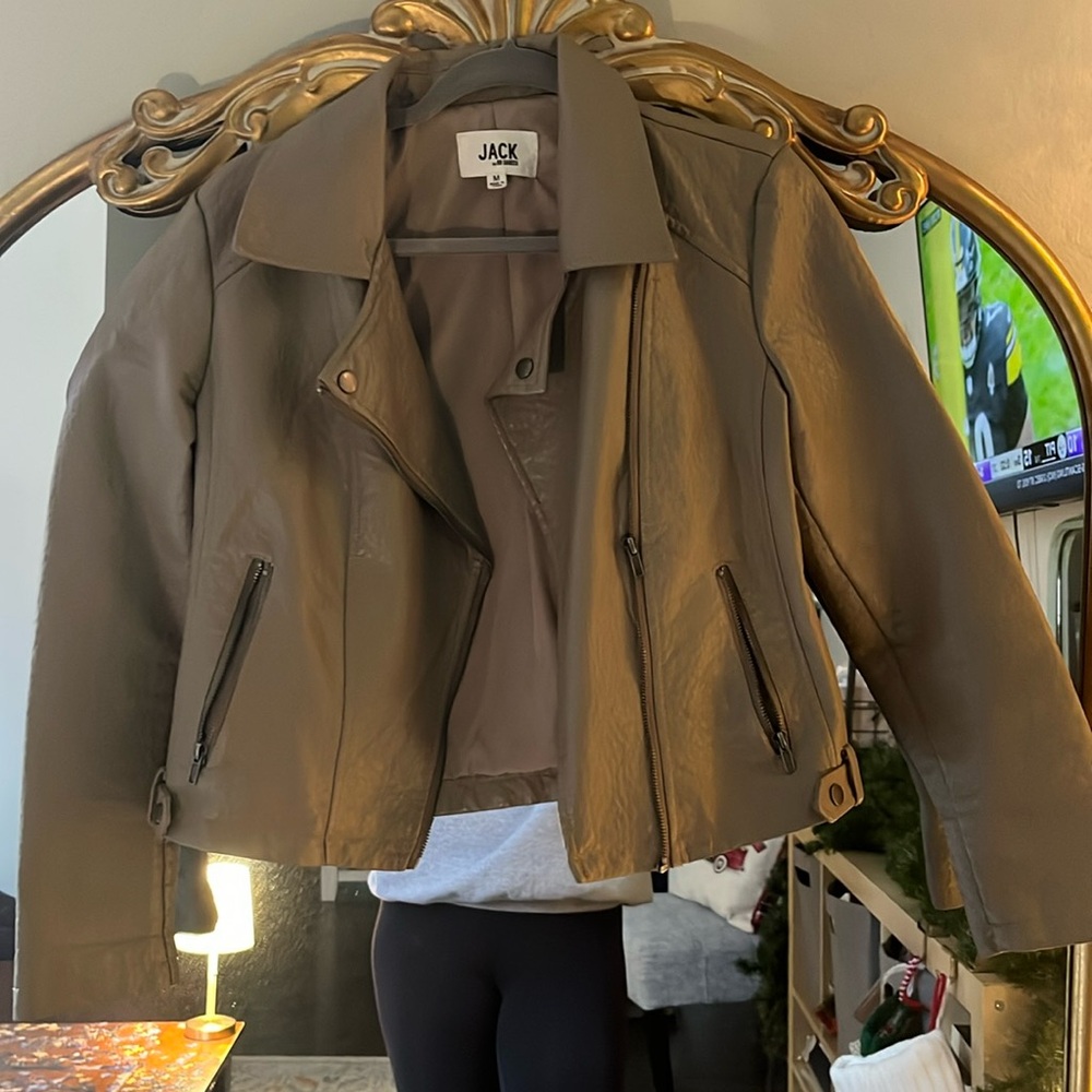 Cropped Tan leather jacket- Great condition!